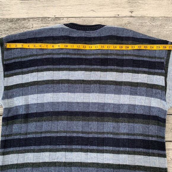 Vintage 90s Cherokee Blue Striped V-Neck Sweater - Picture 7 of 10